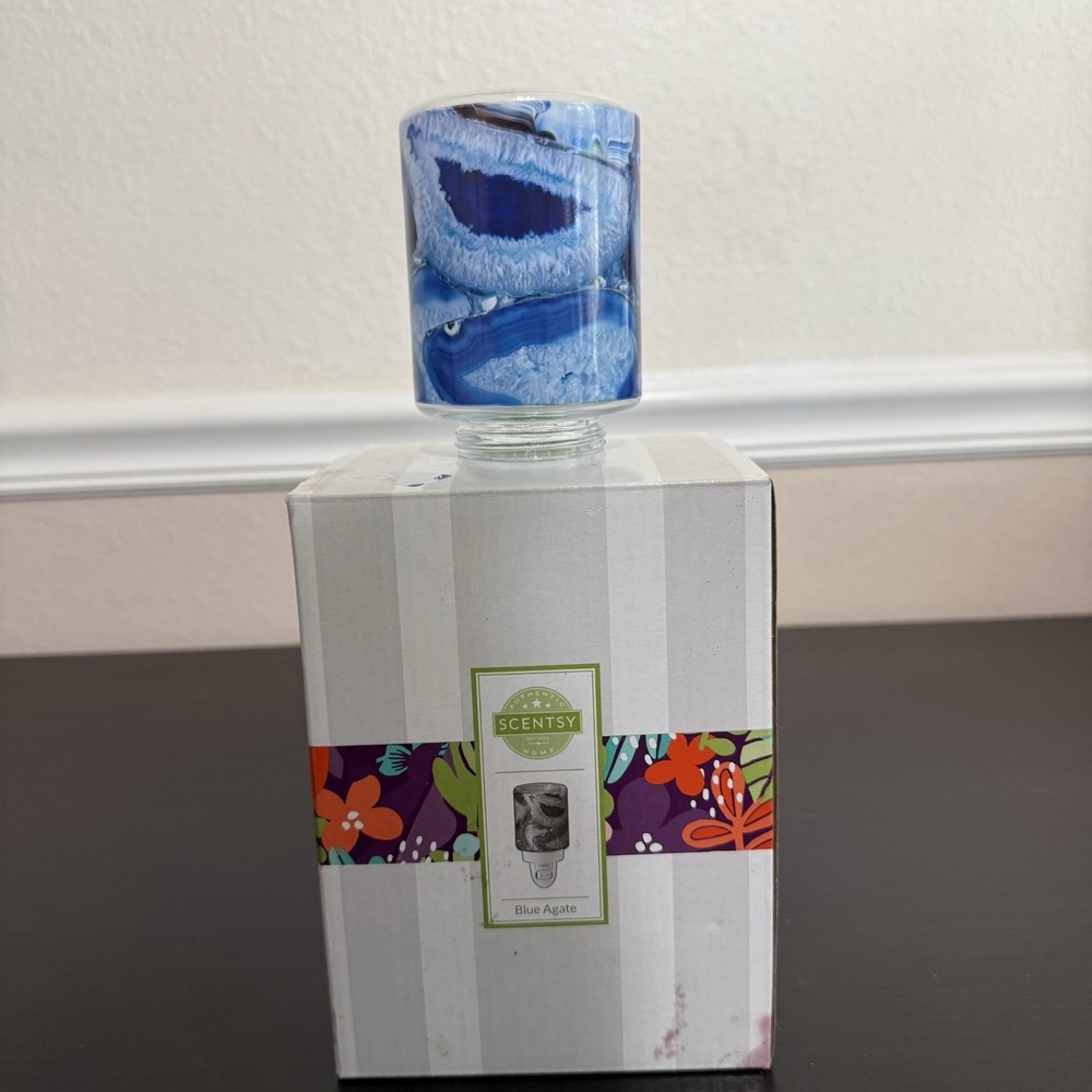 Scentsy BLUE AGATE Plug In Mini Warmer New in Box NATURAL Zen Vibe Geode